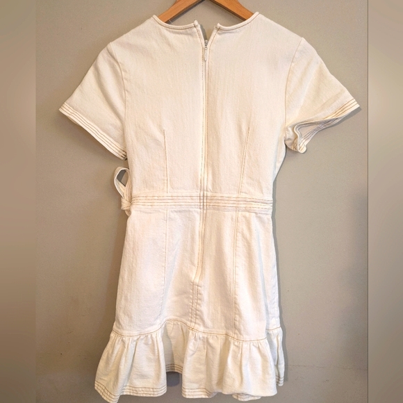 Cinq a Sept Josi Denim White Mini Wrap Dress Size 4 - Picture 8 of 12